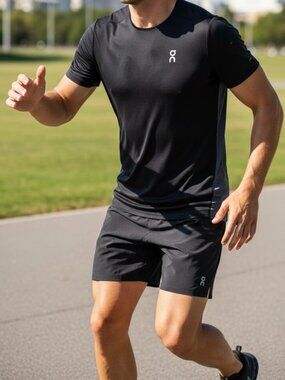 On Running Performance-T Men's L Black Running Tee 🏃 Fits Like M